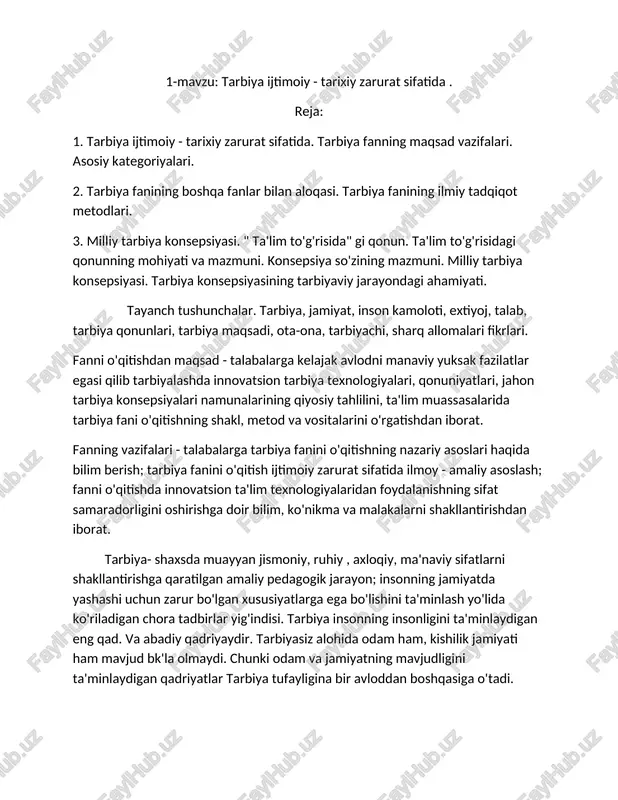 tarbiya fanining ilmiy tadqiqot metodlari — DOCX
