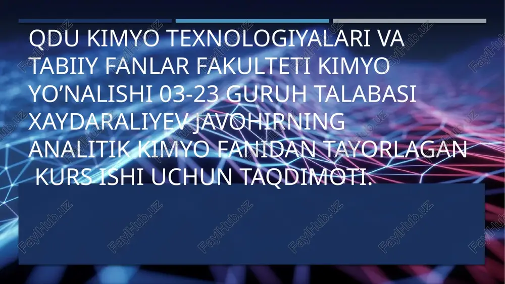 analitik kimyo fanidantayorlagan kurs — PPTX