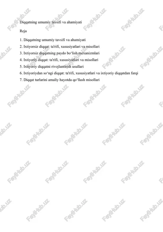 diqqatning umumiy tavsifi va ahamiyati — DOCX