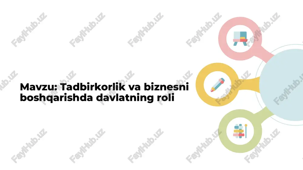 tadbirkorlik va biznesni boshqarishda davlatning roli — PPTX