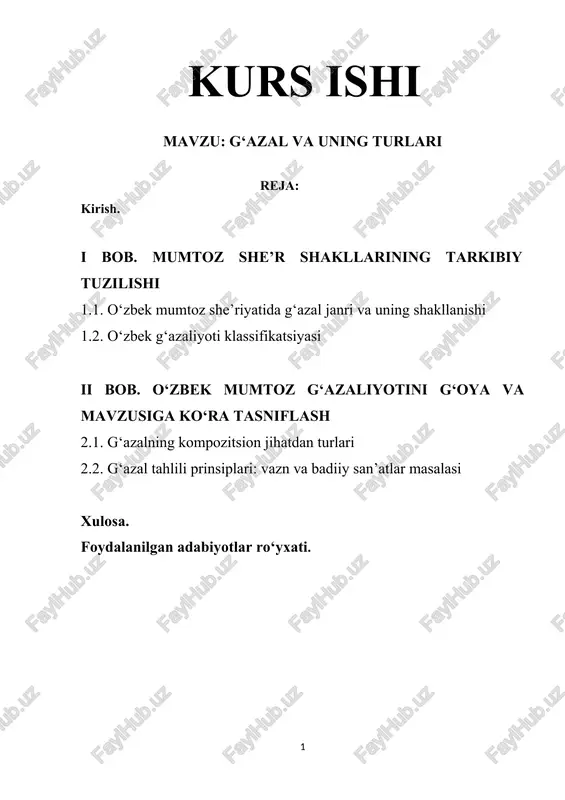 g‘azal va uning turlari — DOCX