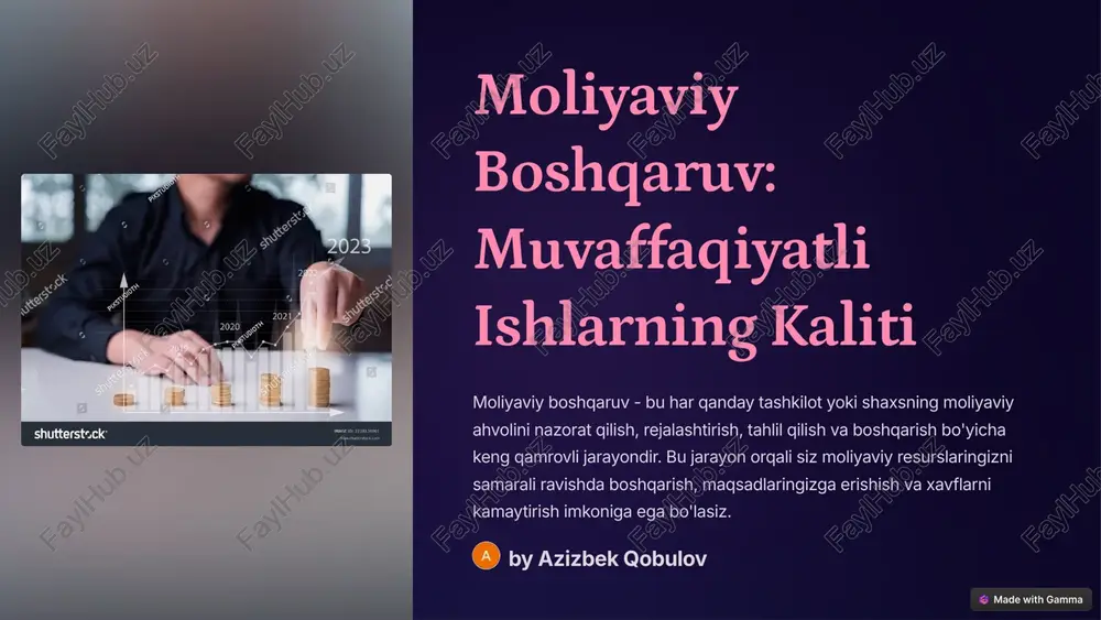 moliyaviy boshqaruv: muvaffaqiyatli ishlarning kaliti — PPTX