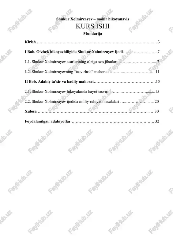 shukur xolmirzayev – mohir hikoyanavis — DOCX