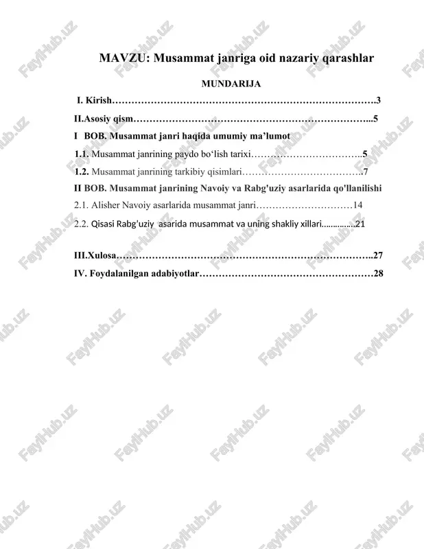 musammat janriga oid nazariy qarashlar — DOCX