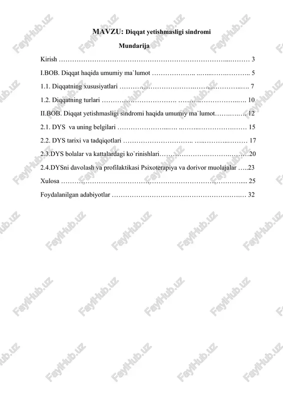 diqqat yetishmasligi sindromi — DOCX