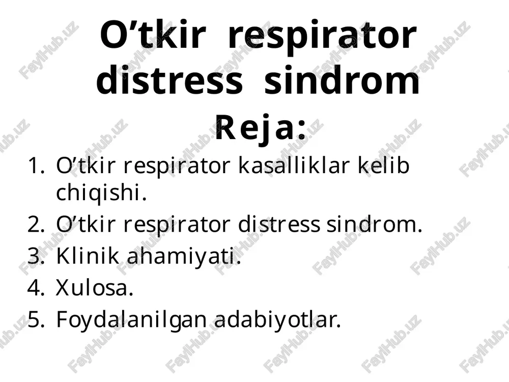 o’tkir respirator distress sindrom — PPTX