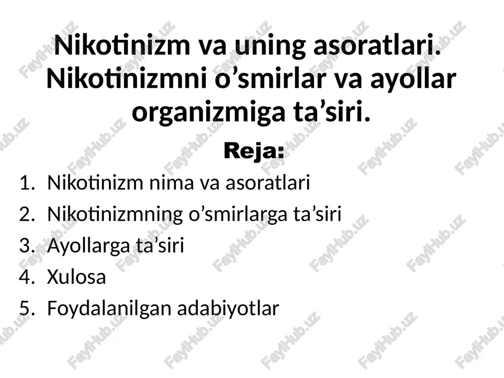 nikotinizmning asoratlari — PPTX