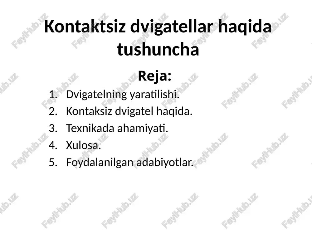 kontaktsiz dvigatellar haqida tushuncha — PPTX