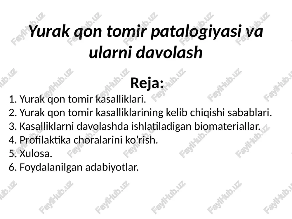 yurak qon tomir patalogiyasi va ularni davolash — PPTX