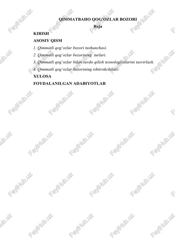 qimmatbaho qog'ozlar bozori — DOC
