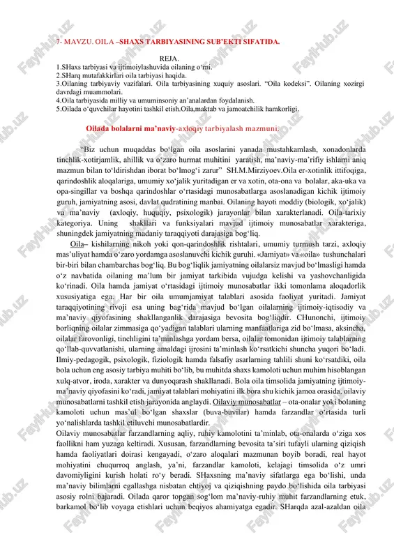 oila – shaxs tarbiyasi — PDF