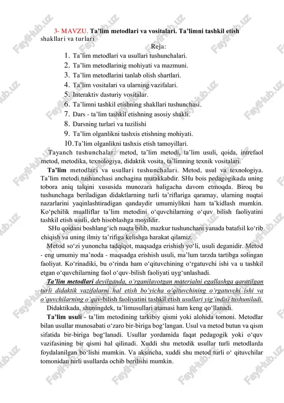 ta’lim metodlari va vositalari — PDF