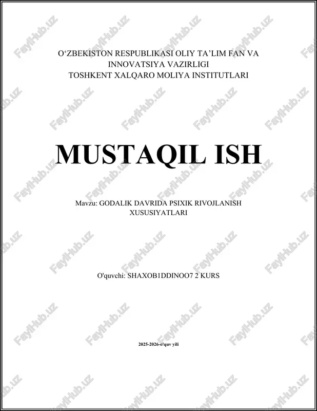 godalik davrida psixik rivojlanish xususiyatlari — DOCX