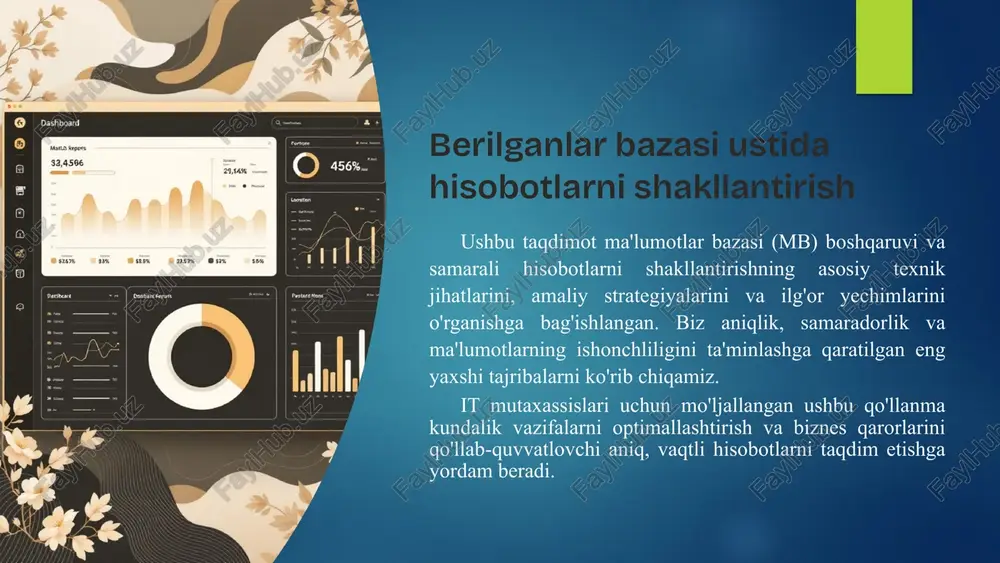 berilganlar bazasi ustida hisobotlarni shakllantirish — PPTX