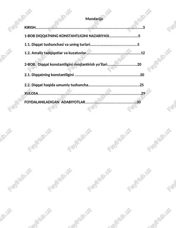 zamonaviy psixologiyada diqqat — DOCX