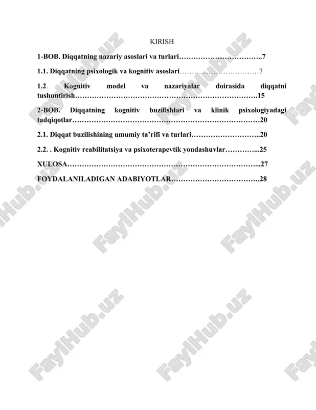 diqqatning kognitiv psixologiyadagi o‘rni va dolzarbligi — DOCX