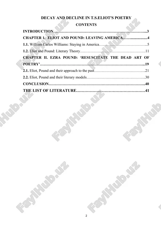 decay and decline in t.s. eliot's poetry — DOCX