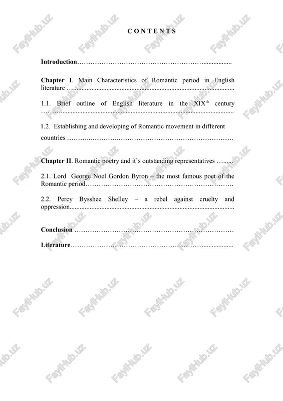 romantic period in english literature — DOC