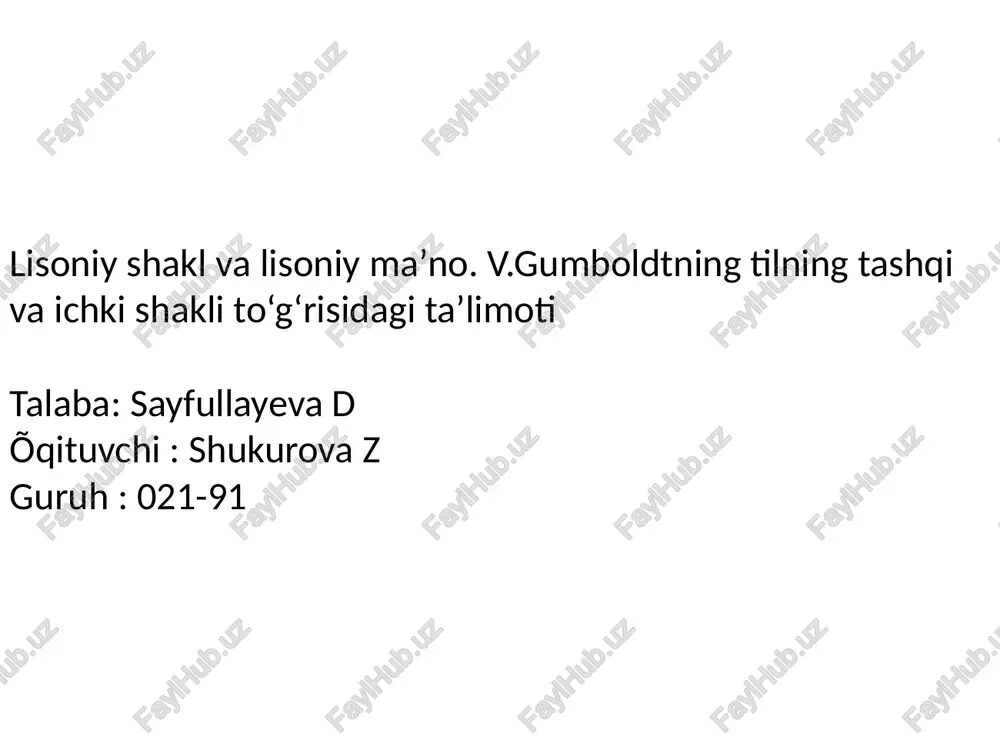 lisoniy shakl va lisoniy ma’no — PPTX