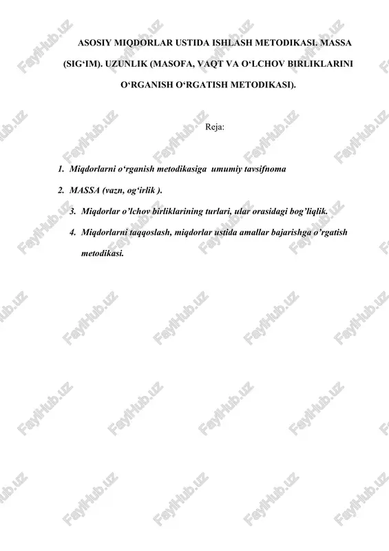 miqdorlarni o‘rganish metodikasi — DOC
