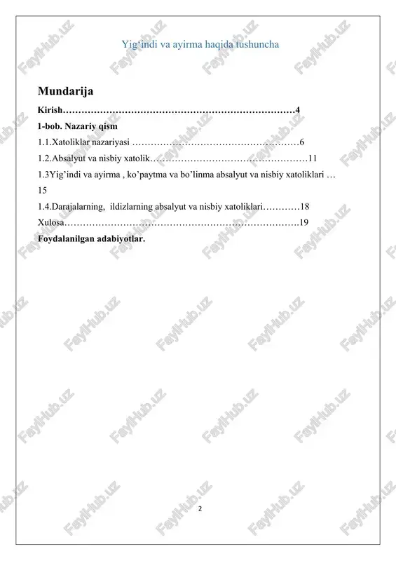 hisoblash usullari — DOCX