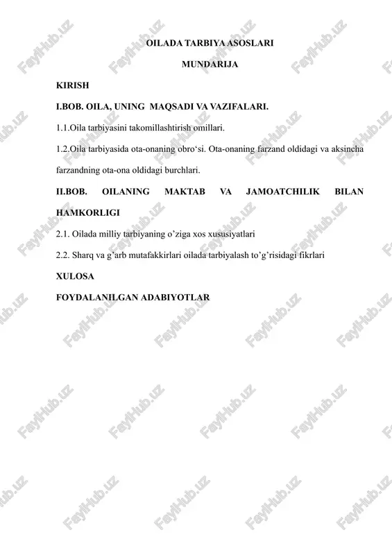 oilada tarbiya asoslari — DOC