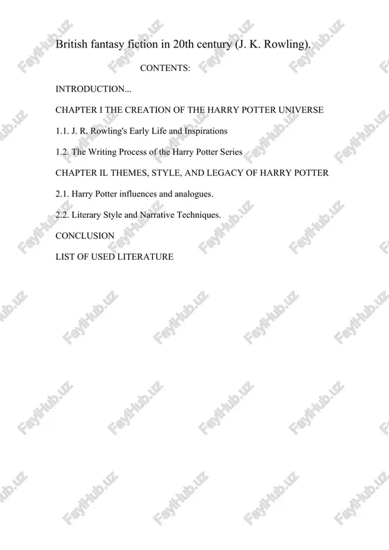 british fantasy fiction in 20th century (j. k. rowling) — DOCX