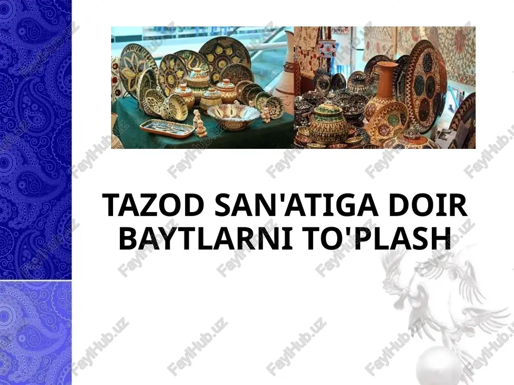 o`zbek amaliy bezak san'atining tarixi — PPTX