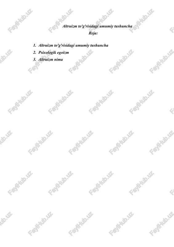 altruizm to'g'risidagi umumiy tushuncha — DOCX