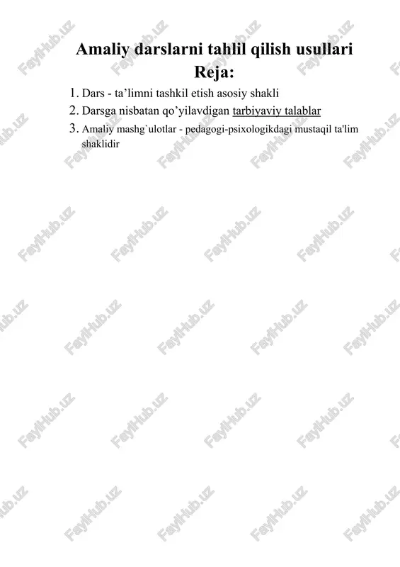 amaliy darslarni tahlil qilish usullari — DOCX