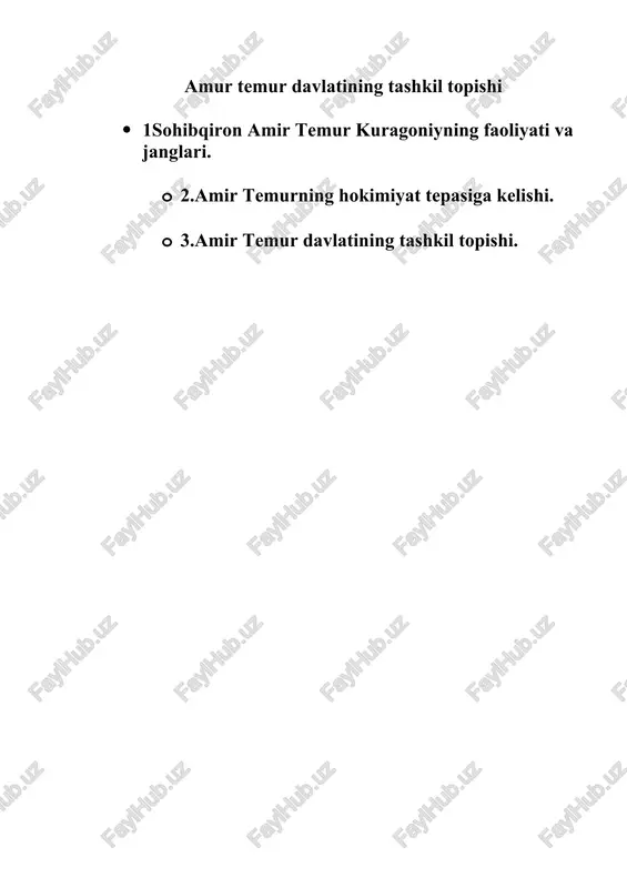 amur temur davlatining tashkil topishi — DOCX