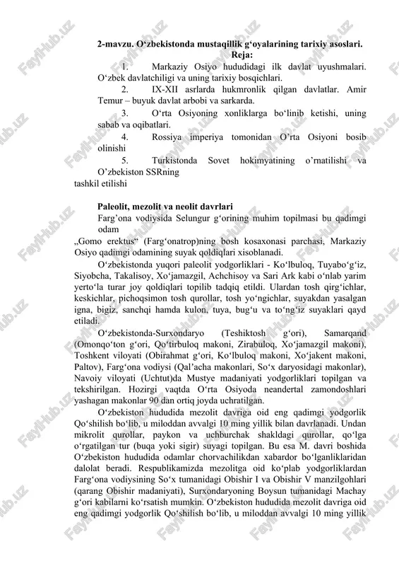 o‘zbekistonda mustaqillik g‘oyalarining tarixiy asoslari — DOCX