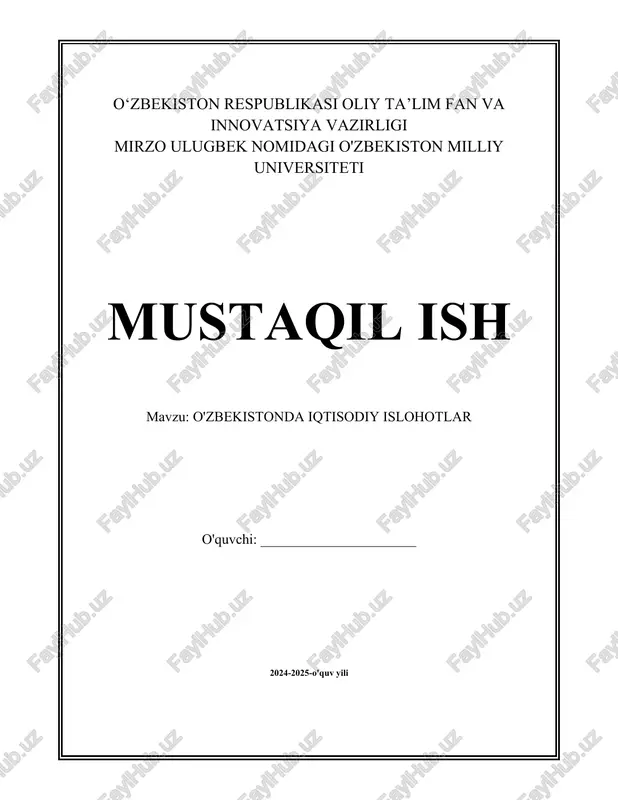 o'zbekistonda iqtisodiy islohotlar — DOCX