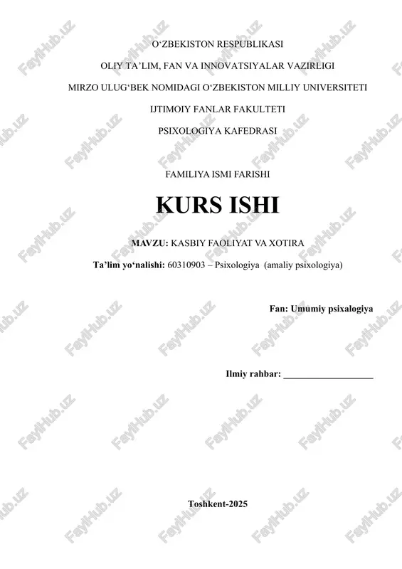 kasbiy faoliyat va xotira — DOCX
