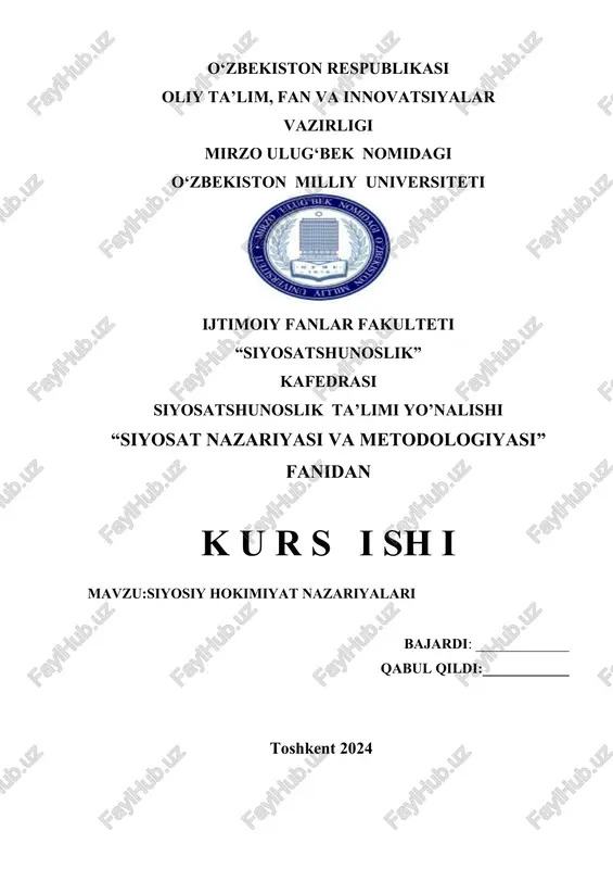 siyosiy hokimiyat nazariyalari — DOCX