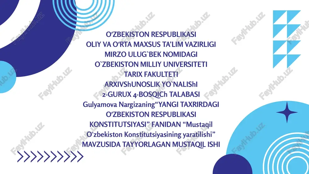 yangi taxrirdagi o'zbekiston respublikasi konstitutsiyasi — PPTX