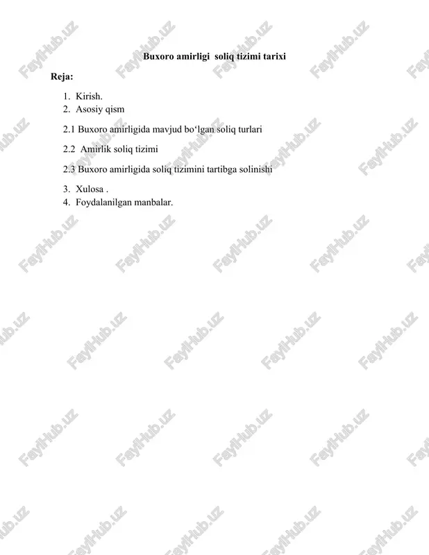 buxoro amirligi soliq tizimi tarixi — DOCX