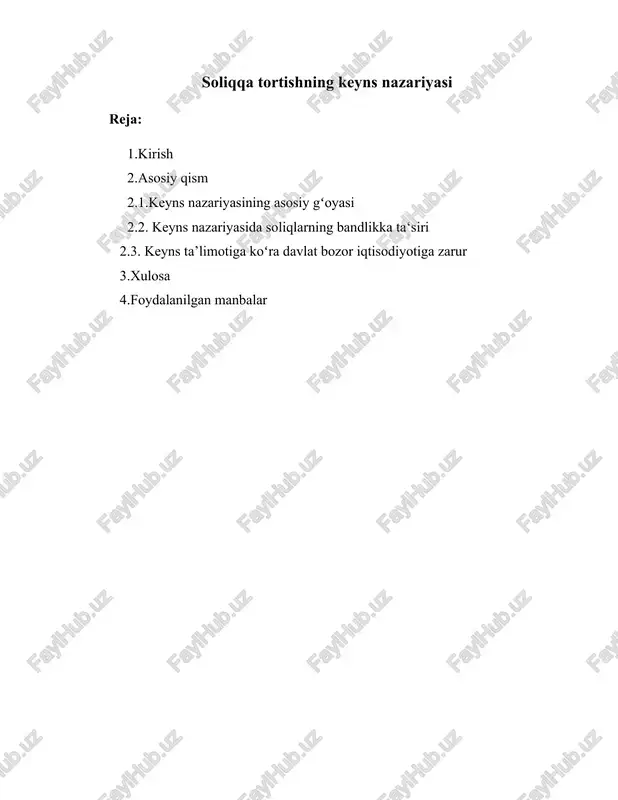 soliqqa tortishning keyns nazariyasi — DOCX