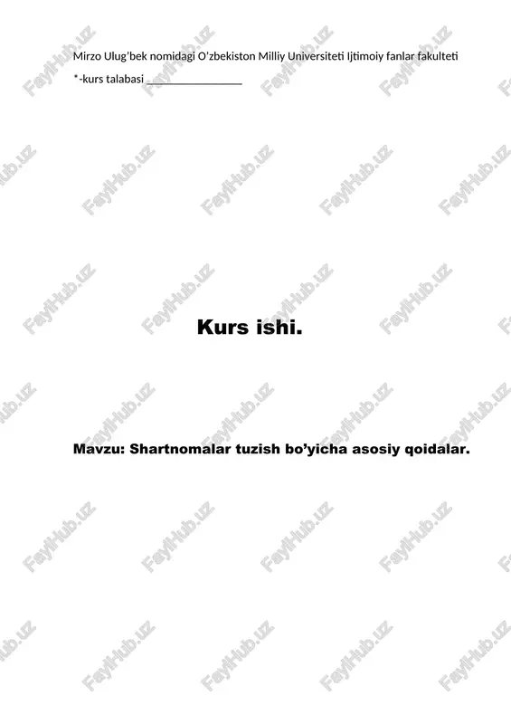 shartnomalar tuzish bo’yicha asosiy qoidalar. — DOCX