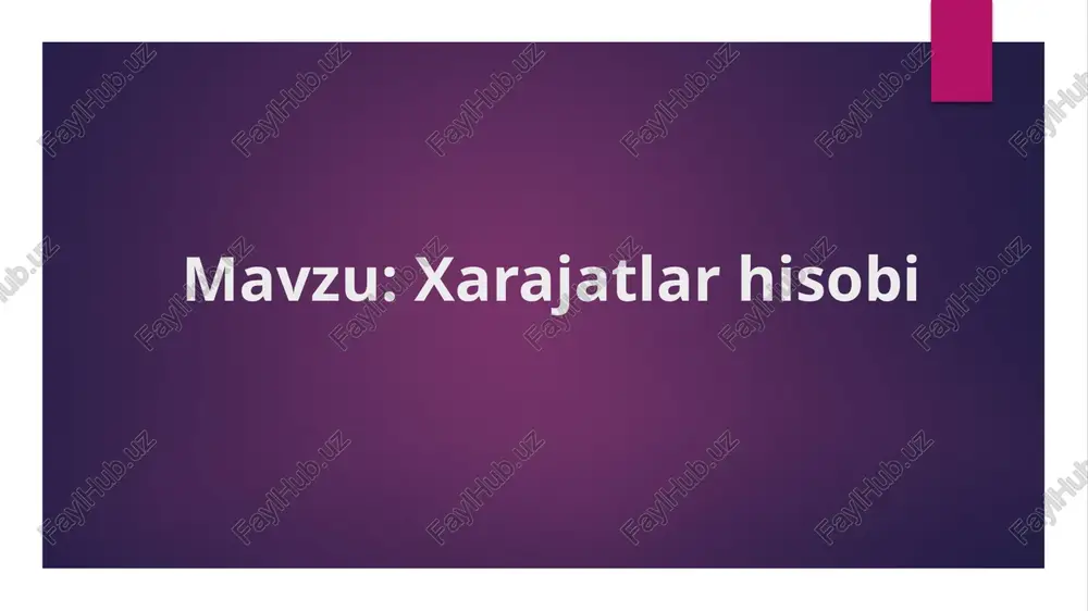 xarajatlar hisobi — PPTX