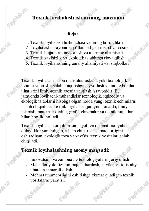 texnik loyihalash — DOCX