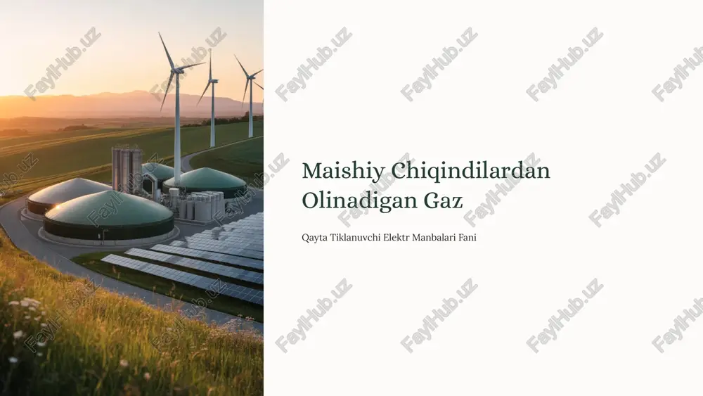 maishiy chiqindilardan olinadigan gaz — PPTX