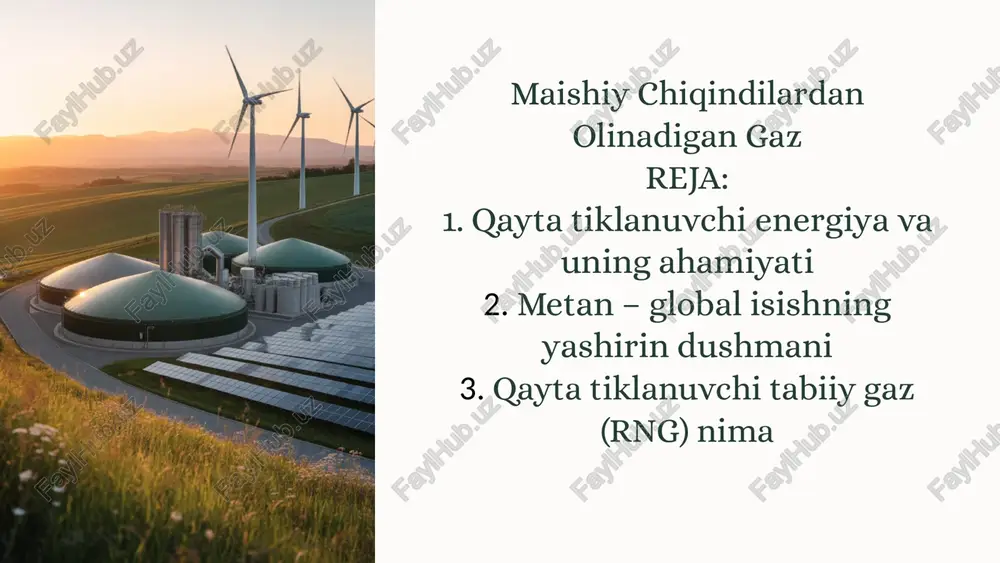 maishiy chiqindilardan olinadigan gaz — PPTX