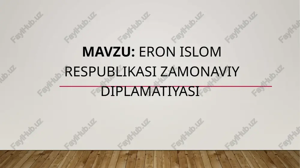 eron islom respublikasining diplomatikasi — PPTX