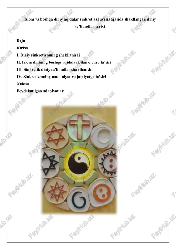 islom va boshqa diniy aqidalar o‘rtasidagi sinkretlashuv tarixi — DOCX