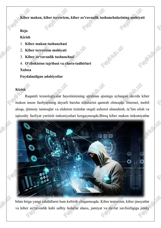 kiber makon tushunchasi — DOCX