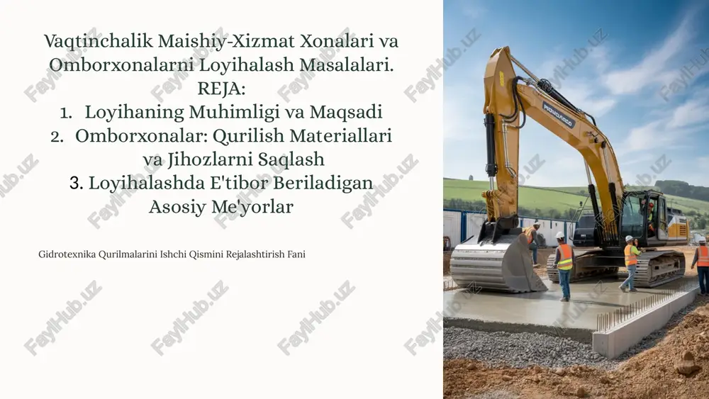 gidrotexnika qurilmalarini ishchi qismini rejalashtirish fani — PPTX
