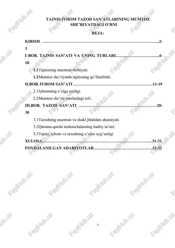 tajnis, iyhom va tazod san'atlari — DOCX