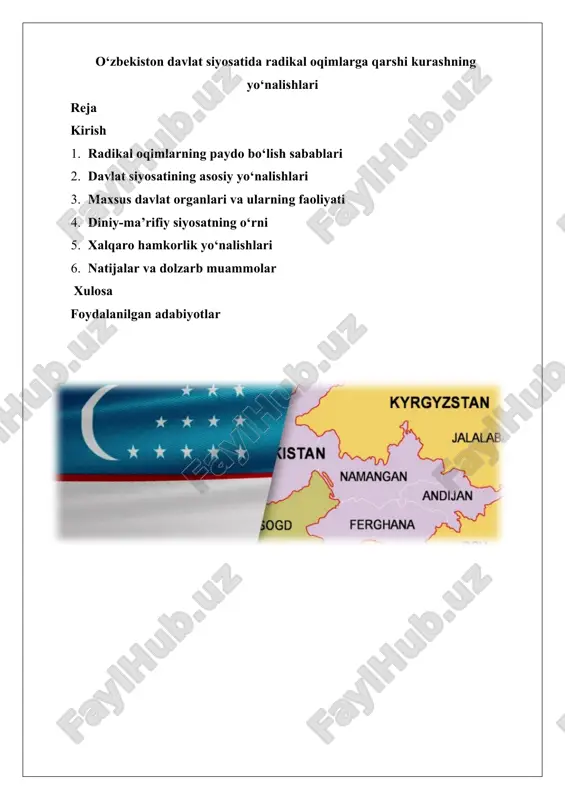 radikal oqimlarga qarshi kurash — DOCX