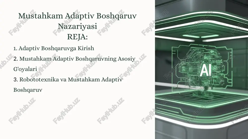 mustahkam adaptiv boshqaruv nazariyasi — PPTX